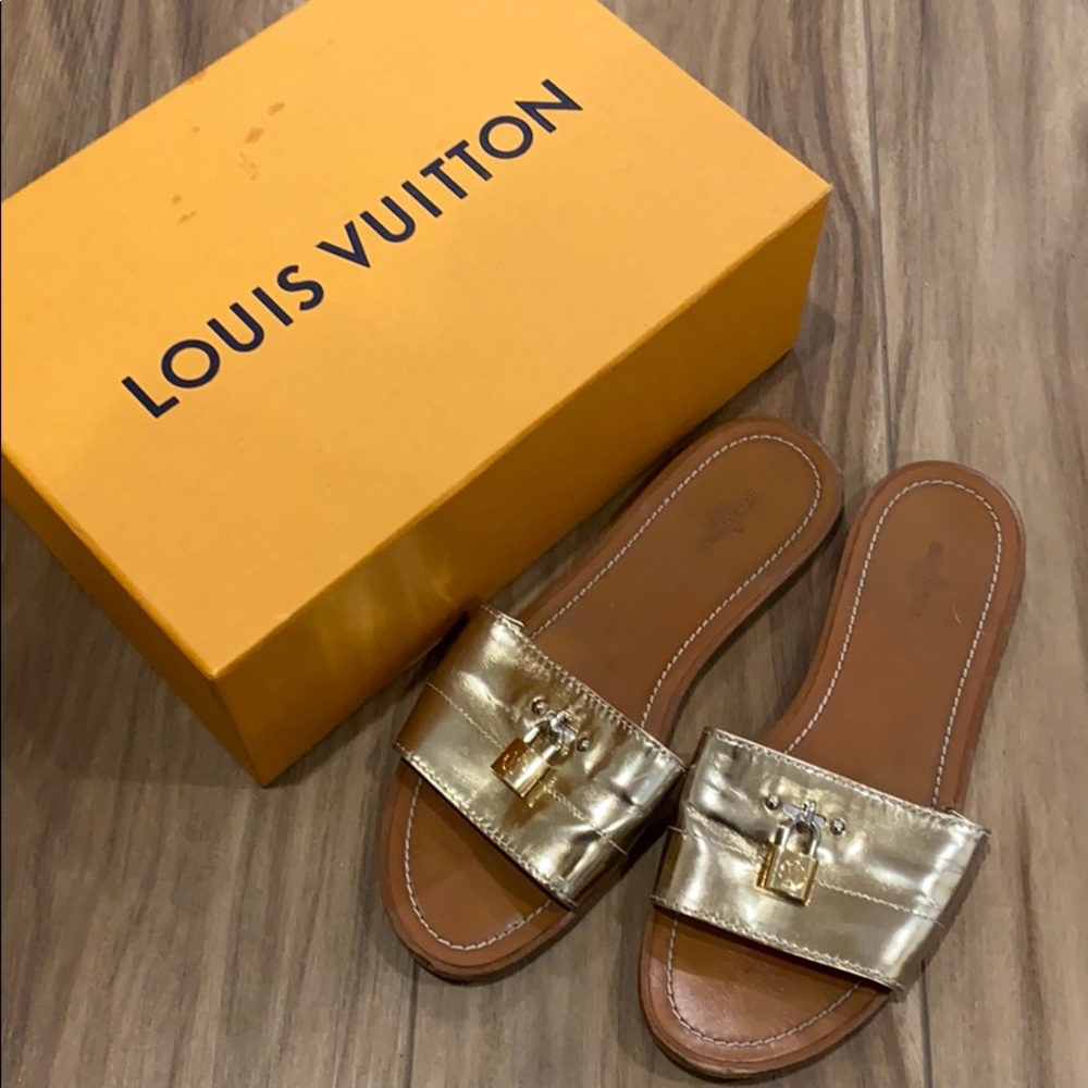 Louis Vuitton Gold Flat Sandals